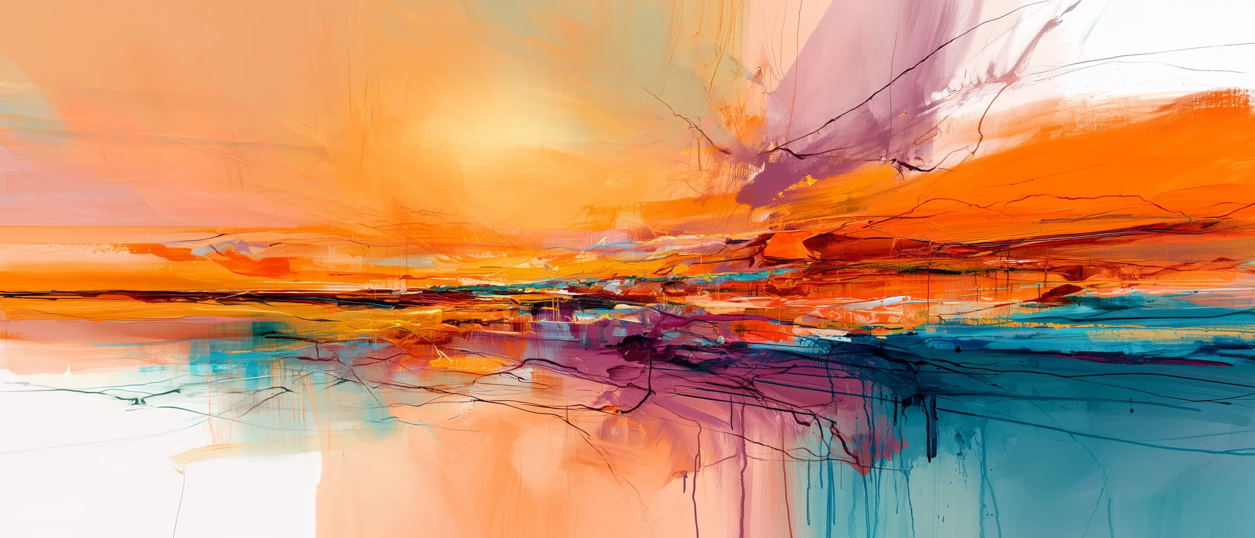 Ultra-wide panoramic abstract horizon in terracotta and plum for formation sections.